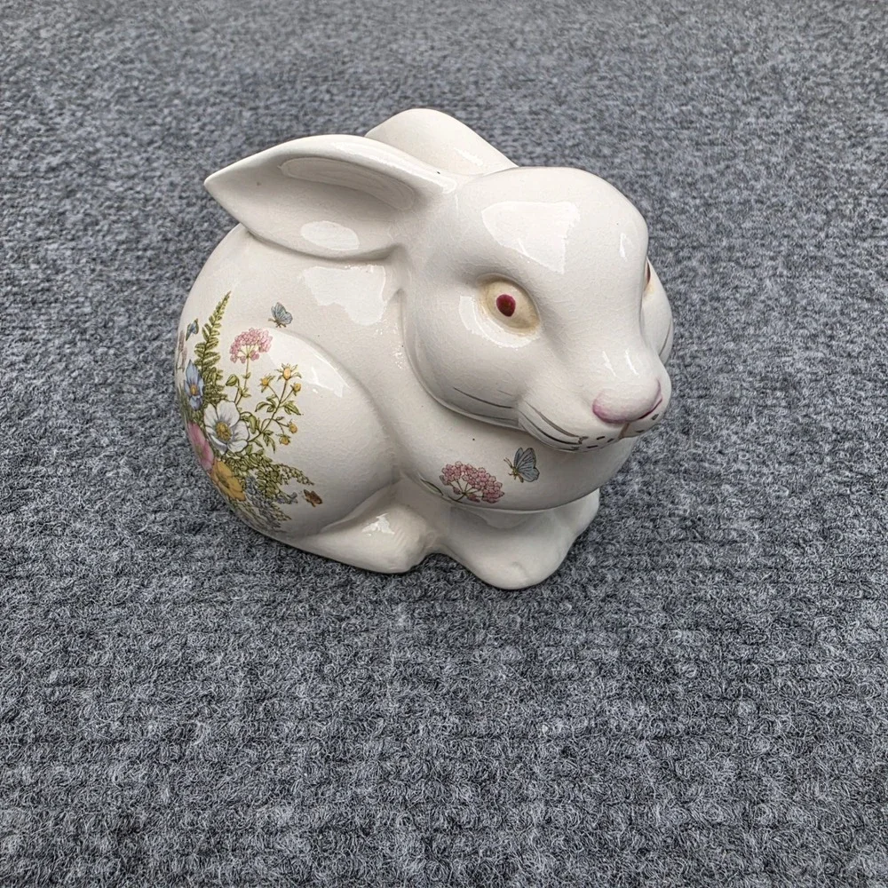Vintage‎ CTO San Francisco Ceramic Rabbit Bank Fern Floral Pattern Made in Japan